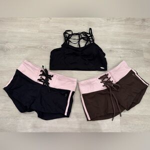 ‼️SOLD‼️ Ph8 by BEBE - 2 athletic booty shorts lace up design + sports bra
